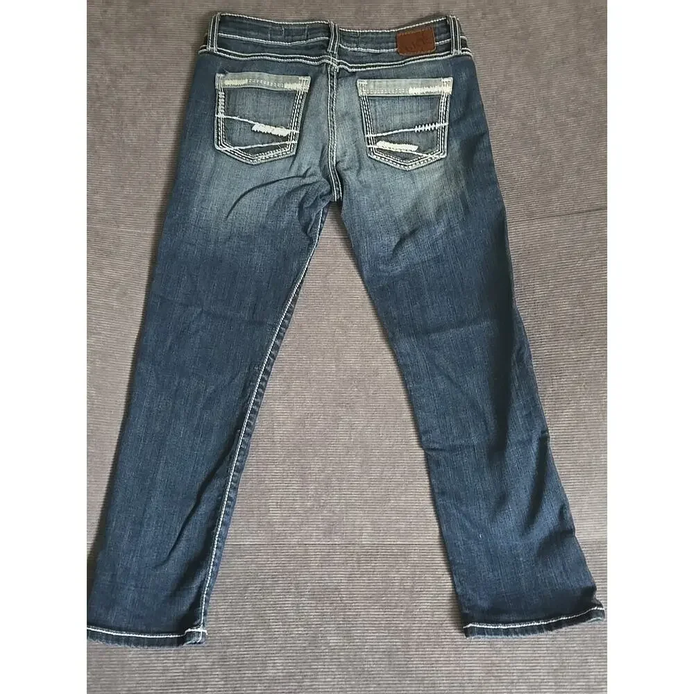 BKE Jeans‎ Womens Size 27 Blue Stella Cropped Straight Leg Stretch